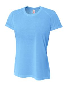 A4 NW3264 - Ladies Shorts Sleeve Spun Poly T-Shirt Light Blue