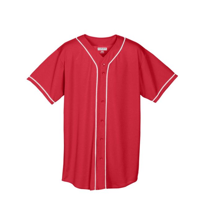 Hombre Augusta Wicking Mesh Button Front Jersey with Braid Trim