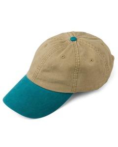 Adams AD969 - 6-Panel Low-Profile Washed Pigment-Dyed Cap Khaki/Teal