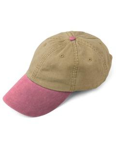 Adams AD969 - 6-Panel Low-Profile Washed Pigment-Dyed Cap Khaki/Coral