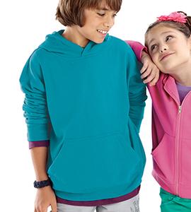 LAT 2296 - Youth Pullover Hooded Sweatshirt Turquoise