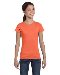LAT 2616 - Girls' Fine Jersey Longer Length T-Shirt Papaya