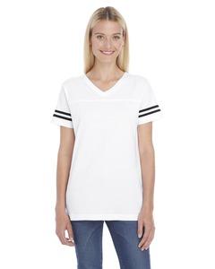 LAT 3537 - Ladies' Vintage Football T-Shirt White Solid/ Black