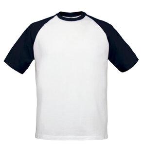 B&C BC231 - Baseball T-Shirt Weiß / Navy