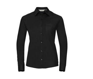 Russell Collection JZ36F - Camicia da donna in popeline di cotone 100%. Black
