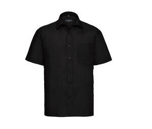 Russell Collection JZ935 - Men's Short Sleeve Polycotton Easy Care Poplin Shirt Black