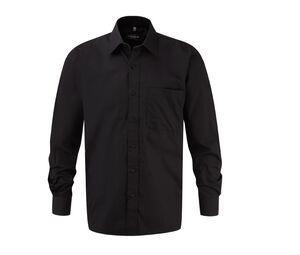 Russell Collection JZ936 - Men's Long Sleeve Pure Cotton Easy Care Poplin Shirt Black
