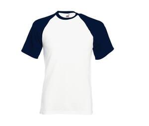 Fruit of the Loom SC237 - T-shirt Baseball White/Deep navy
