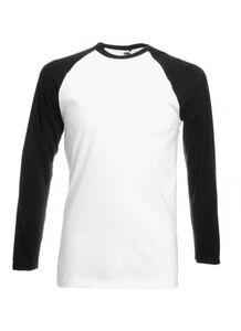 Fruit of the Loom SC238 - Long Sleeve Baseball T-Shirt White/Black