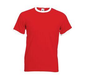 Fruit of the Loom SC245 - Herren Ringer T-Shirt aus 100% Baumwolle Red/White