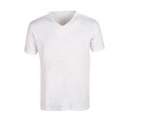 SANS Étiquette SE683 - Men's  No Label V Neck T-Shirt Blanca