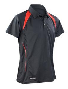 Spiro SP177 - Camiseta Polo Team Spirit para hombre Negro / Rojo