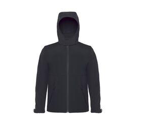 B&C BC651 - Hooded Softshell Jacke für Kinder Schwarz