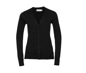 Russell Collection JZ715 - Ladies' V-Neck Knitted Cardigan Black