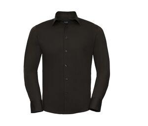 Russell Collection JZ946 - Men's Long Sleeve Fitted Shirt Chocolate