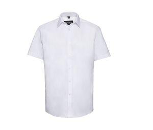Russell Collection JZ963 - Kurzarm Hemd mit Fischgrätmuster Weiß