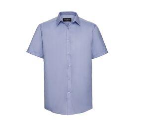 Russell Collection JZ963 - Mens' Short Sleeve Herringbone Shirt La luz azul