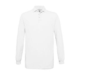 B&C BC425 - 100% cotton long-sleeved polo shirt White