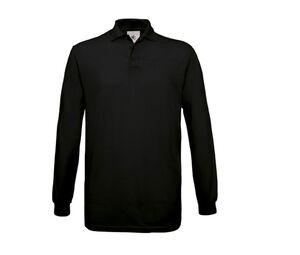 B&C BC425 - 100% cotton long-sleeved polo shirt Black