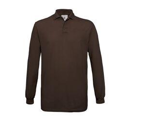 B&C BC425 - 100% cotton long-sleeved polo shirt Brown