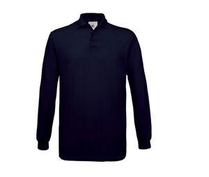 B&C BC425 - 100% cotton long-sleeved polo shirt Navy