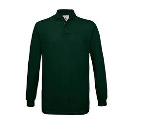 B&C BC425 - 100% cotton long-sleeved polo shirt Bottle Green