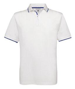 B&C BC430 - Camisa de pólo de algodão com colarinho e mangas contrastantes White/Royal Blue