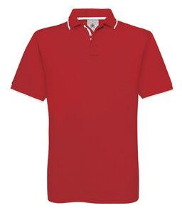 B&C BC430 - Camisa de pólo de algodão com colarinho e mangas contrastantes Red/White