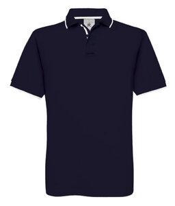 B&C BC430 - Cotton Polo Shirt with Contrasting Collar and Sleeves Navy/White