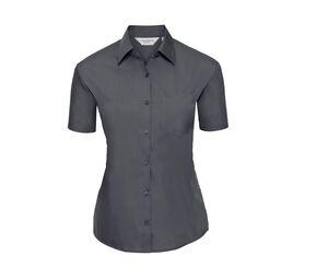Russell Collection JZ35F - Damen Bluse Popeline Convoy Grey