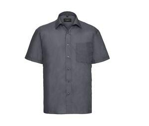 Russell Collection JZ935 - Men's Short Sleeve Polycotton Easy Care Poplin Shirt Convoy Grey