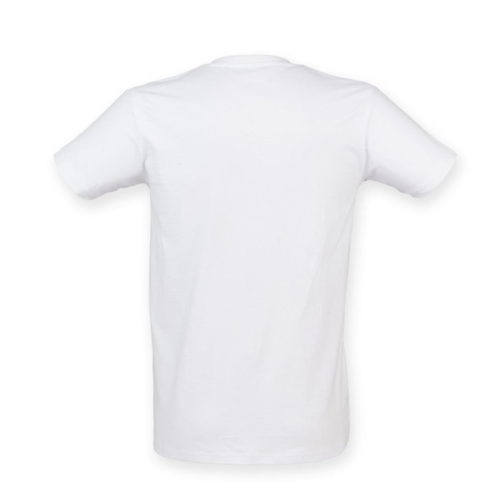Skinnifit SF122 - Camiseta de Hombre de Algodón Elásstico Con Cuello de Pico