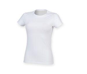 Skinnifit SK121 - Camiseta Mujer Algodón estiramiento Blanca