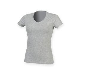 Skinnifit SK122 - Camiseta cuello v Feel Wet Wer Mujer Heather Grey