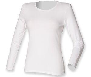 Skinnifit SK124 - SF Ladies Feel Good Long Sleeve Stretch T-Shirt White
