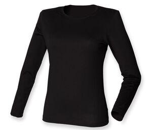 Skinnifit SK124 - SF Ladies Feel Good Long Sleeve Stretch T-Shirt Black