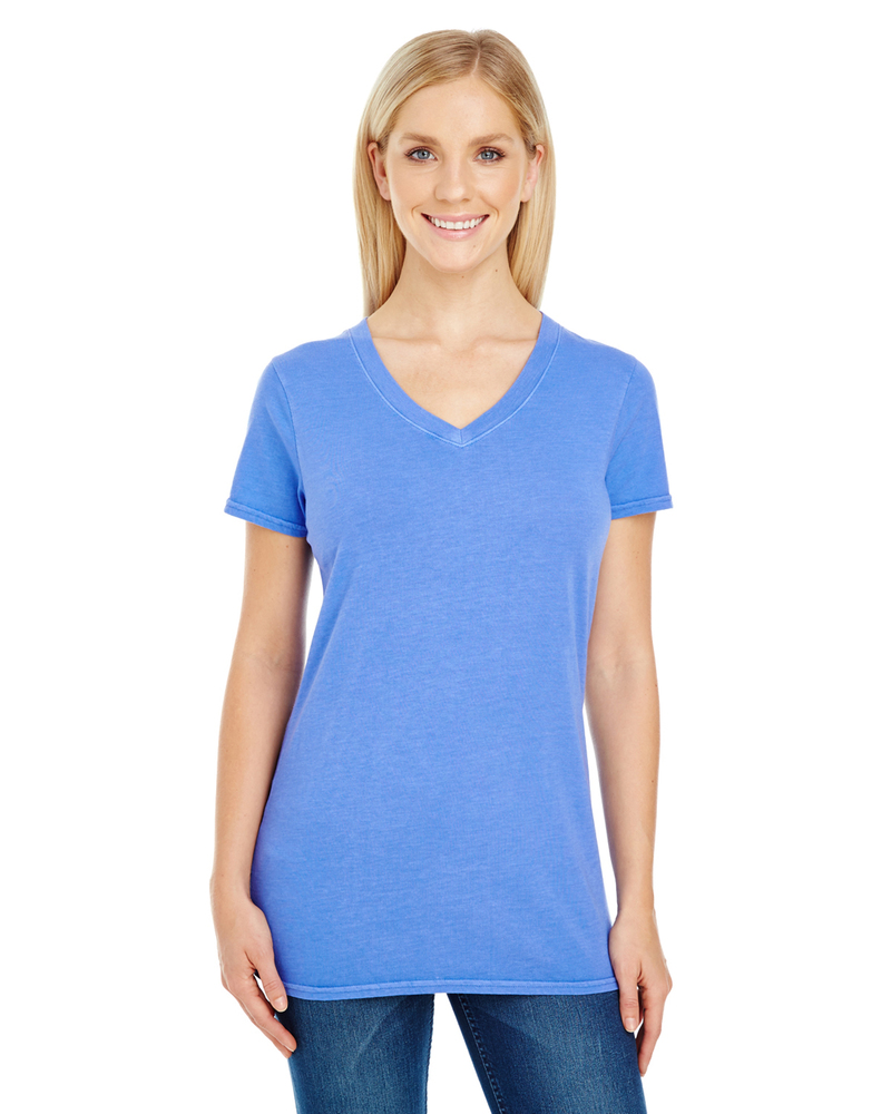 Threadfast 230B - Ladies Pigment Dye Short-Sleeve V-Neck T-Shirt