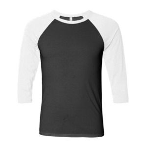Bella+Canvas 3200 - Tee-shirt à manches 3/4 Noir/Blanc