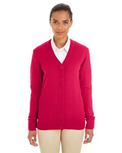 Harriton M425W - Ladies Pilbloc V-Neck Button Cardigan Sweater Red