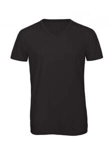 B&C BC057 - T-Shirt A Tre Tessuti Con Scollo A V Uomo Black