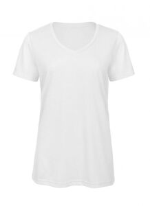 B&C BC058 - T-shirt da donna con scollo a v in tri-blend White
