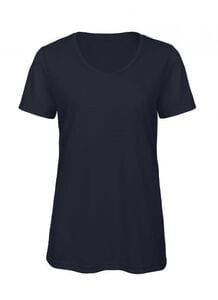 B&C BC058 - T-shirt da donna con scollo a v in tri-blend Navy