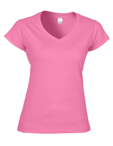 Gildan G64V00L - Ladies V-Neck Softstyle Ringspun Cotton T-Shirt Azalea