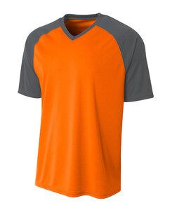A4 A4N3373 - Remera Jersey rayada para adultos  Safety Orange/Graphite