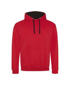 AWDis JHA003 - JUST HOODS by Adult Varsity Contrast Hood Fire red/Jet Black