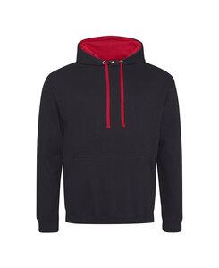 AWDis JHA003 - JUST HOODS by Adult Varsity Contrast Hood Jet Black/Fire Red