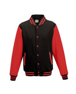 AWDis JHA043 - JUST HOODS by Adult Letterman Jacket Jet Black/Fire Red