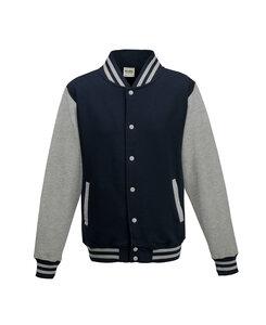 AWDis JHA043 - JUST HOODS by Adult Letterman Jacket Oxford Navy / Heather Grey