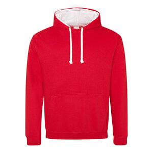 All We Do JHA003 - JUST HOODS ADULT CONTRAST HOODIE Fire Red/ Arctic White