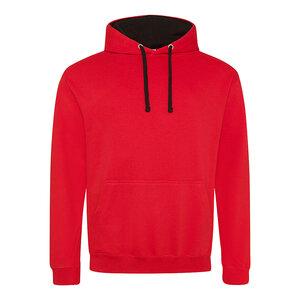 All We Do JHA003 - JUST HOODS ADULT CONTRAST HOODIE Fire red/Jet Black